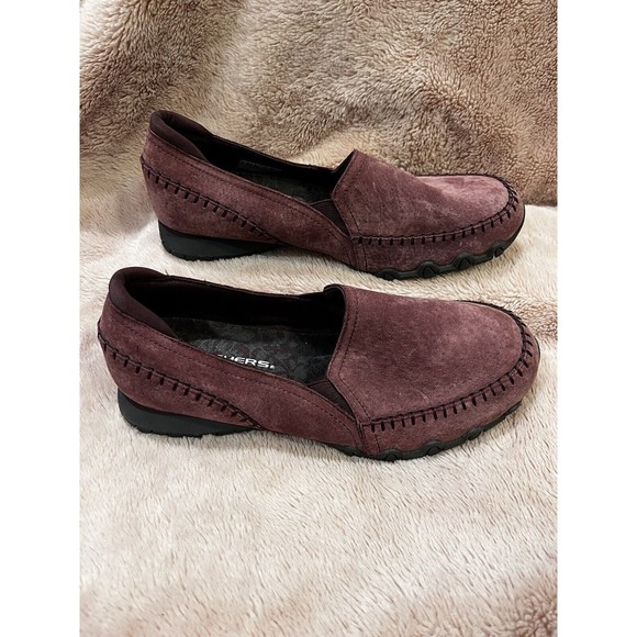 Skechers Relaxed Fit Biker Alumni Womens 8 Purple Suede Slip On Shoes 49415 - Picture 2 of 5